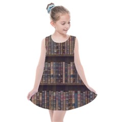 Old Bookshelf Orderly Antique Books Kids  Summer Dress by Ravend