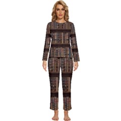 Old Bookshelf Orderly Antique Books Womens  Long Sleeve Lightweight Pajamas Set by Ravend