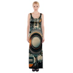 Technology Robot Internet Processor Thigh Split Maxi Dress