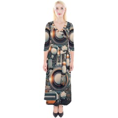 Technology Robot Internet Processor Quarter Sleeve Wrap Maxi Dress by Ravend