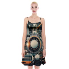 Technology Robot Internet Processor Spaghetti Strap Velvet Dress