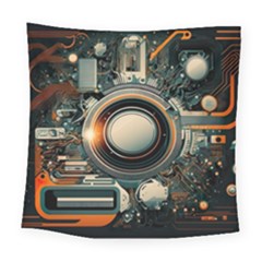 Technology Robot Internet Processor Square Tapestry (large)