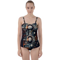 Technology Robot Internet Processor Twist Front Tankini Set by Ravend