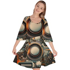 Technology Robot Internet Processor Velour Kimono Dress by Ravend