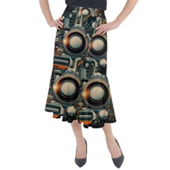 Technology Robot Internet Processor Midi Mermaid Skirt by Ravend