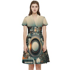 Technology Robot Internet Processor Short Sleeve Waist Detail Dress by Ravend