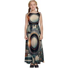 Technology Robot Internet Processor Kids  Satin Sleeveless Maxi Dress by Ravend