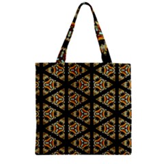 Pattern Stained Glass Triangles Zipper Grocery Tote Bag