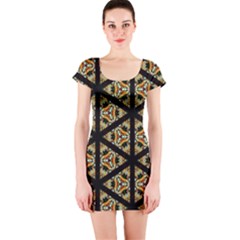 Pattern Stained Glass Triangles Short Sleeve Bodycon Dress