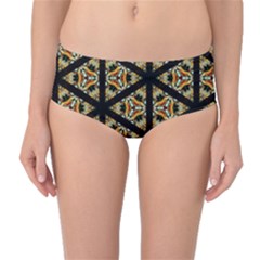 Pattern Stained Glass Triangles Mid-waist Bikini Bottoms