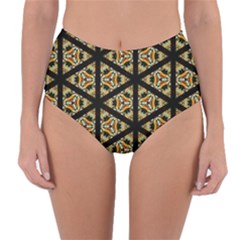 Pattern Stained Glass Triangles Reversible High-waist Bikini Bottoms