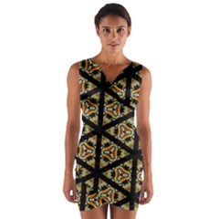 Pattern Stained Glass Triangles Wrap Front Bodycon Dress