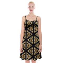 Pattern Stained Glass Triangles Spaghetti Strap Velvet Dress