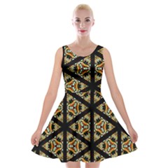 Pattern Stained Glass Triangles Velvet Skater Dress