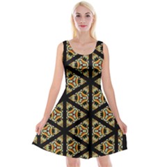 Pattern Stained Glass Triangles Reversible Velvet Sleeveless Dress