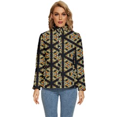 Pattern Stained Glass Triangles Women s Puffer Bubble Jacket Coat