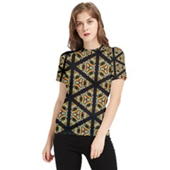 Pattern Stained Glass Triangles Women s Short Sleeve Rash Guard