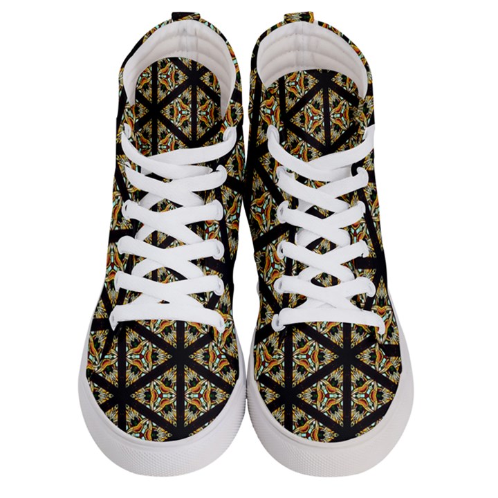 Pattern Stained Glass Triangles Men s Hi-Top Skate Sneakers