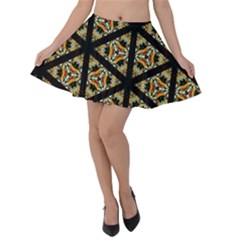 Pattern Stained Glass Triangles Velvet Skater Skirt