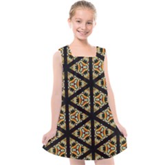 Pattern Stained Glass Triangles Kids  Cross Back Dress by HermanTelo