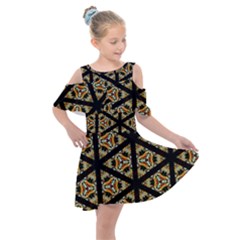 Pattern Stained Glass Triangles Kids  Shoulder Cutout Chiffon Dress by HermanTelo