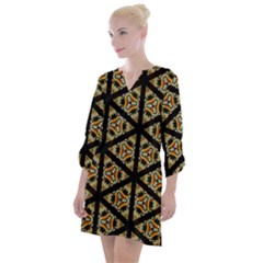 Pattern Stained Glass Triangles Open Neck Shift Dress