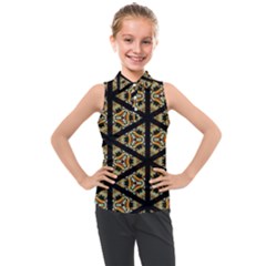 Pattern Stained Glass Triangles Kids  Sleeveless Polo T-shirt