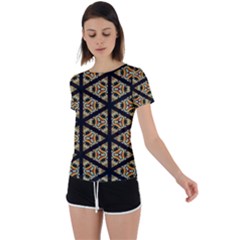 Pattern Stained Glass Triangles Back Circle Cutout Sports T-shirt