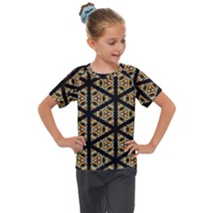 Pattern Stained Glass Triangles Kids  Mesh Piece T-shirt