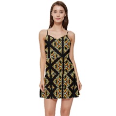 Pattern Stained Glass Triangles Short Frill Dress