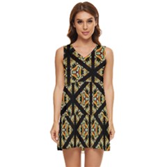 Pattern Stained Glass Triangles Tiered Sleeveless Mini Dress