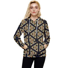 Pattern Stained Glass Triangles Women s Lightweight Drawstring Hoodie