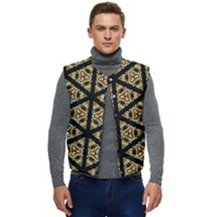 Pattern Stained Glass Triangles Men s Button Up Puffer Vest	