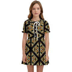 Pattern Stained Glass Triangles Kids  Sweet Collar Dress