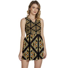 Pattern Stained Glass Triangles Sleeveless High Waist Mini Dress