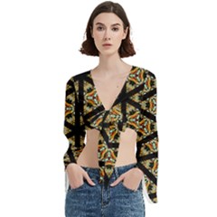 Pattern Stained Glass Triangles Trumpet Sleeve Cropped Top