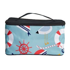 Nautical Marine Symbols Seamless Pattern Cosmetic Storage Case by Hannah976