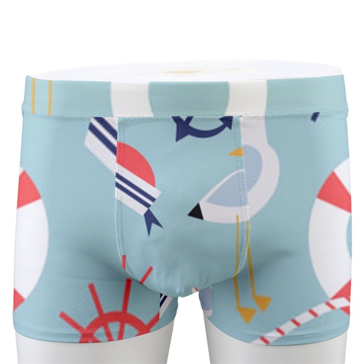 Nautical Marine Symbols Seamless Pattern Men s Boxer Briefs