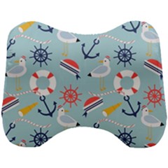 Nautical Marine Symbols Seamless Pattern Head Support Cushion by Hannah976