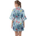 Nautical Marine Symbols Seamless Pattern Half Sleeve Satin Kimono  View2