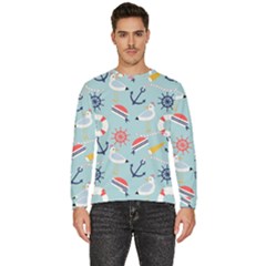 Nautical Marine Symbols Seamless Pattern Men s Fleece Sweatshirt