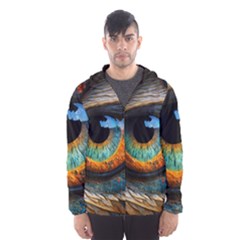 Eye Bird Feathers Vibrant Men s Hooded Windbreaker