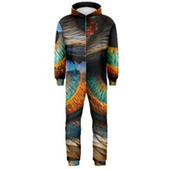 Eye Bird Feathers Vibrant Hooded Jumpsuit (men)