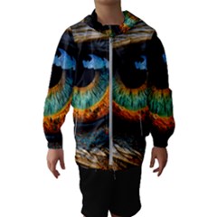 Eye Bird Feathers Vibrant Kids  Hooded Windbreaker