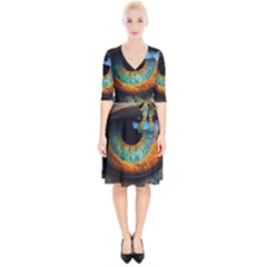 Eye Bird Feathers Vibrant Wrap Up Cocktail Dress by Hannah976