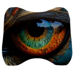 Eye Bird Feathers Vibrant Velour Head Support Cushion by Hannah976