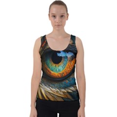 Eye Bird Feathers Vibrant Velvet Tank Top