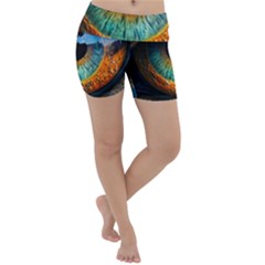 Eye Bird Feathers Vibrant Lightweight Velour Yoga Shorts by Hannah976