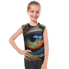 Eye Bird Feathers Vibrant Kids  Mesh Tank Top