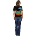 Eye Bird Feathers Vibrant Women s Short Sleeve Double Pocket Shirt View4